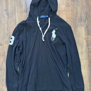 Ralph Lauren Black Hoodie Sweatshirt with Embroidered Logo